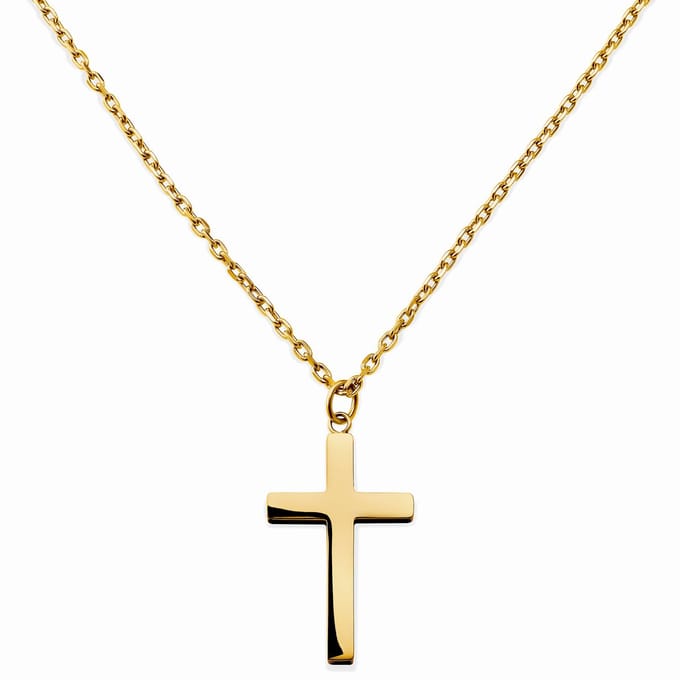 New Classics | 2 mm goudkleurige roestvrijstalen ketting met kruishanger