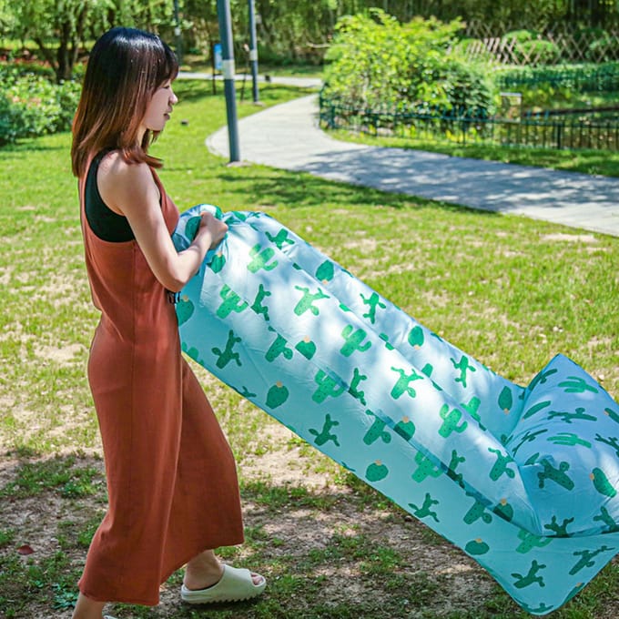 Opblaasbare Lounger Draagbaar Opvouwbaar Polyester Vezel Comfortabel Goed Draagvermogen Buiten