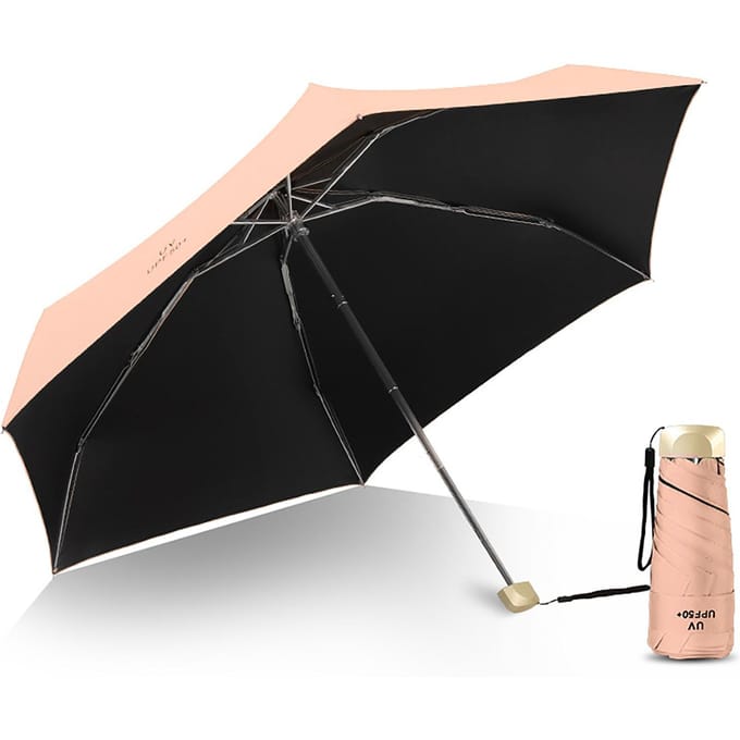 Zonne paraplu Super Licht Mini Opvouwbaar UV Bescherming Winddicht Draagbaar Dubbel Gebruik Paraplu Roze roze