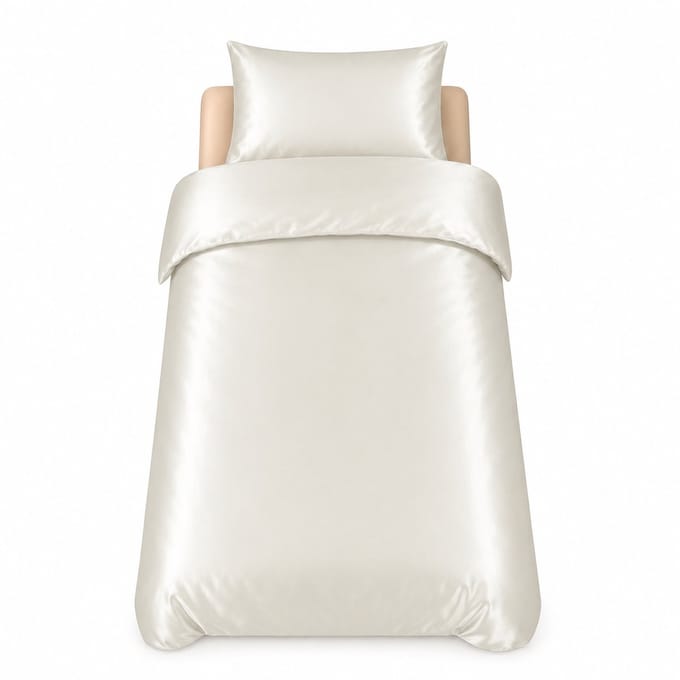 Decoware Dekbedovertrek Glans Satijn 140x220 cm - Off White - Met Kussensloop - Eenpersoons - Hotelervaring