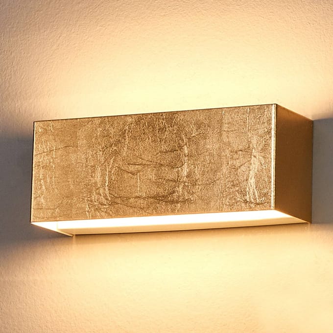 Lindby LED wandlamp Quentin, 23cm breed, goudkleurig, metaal