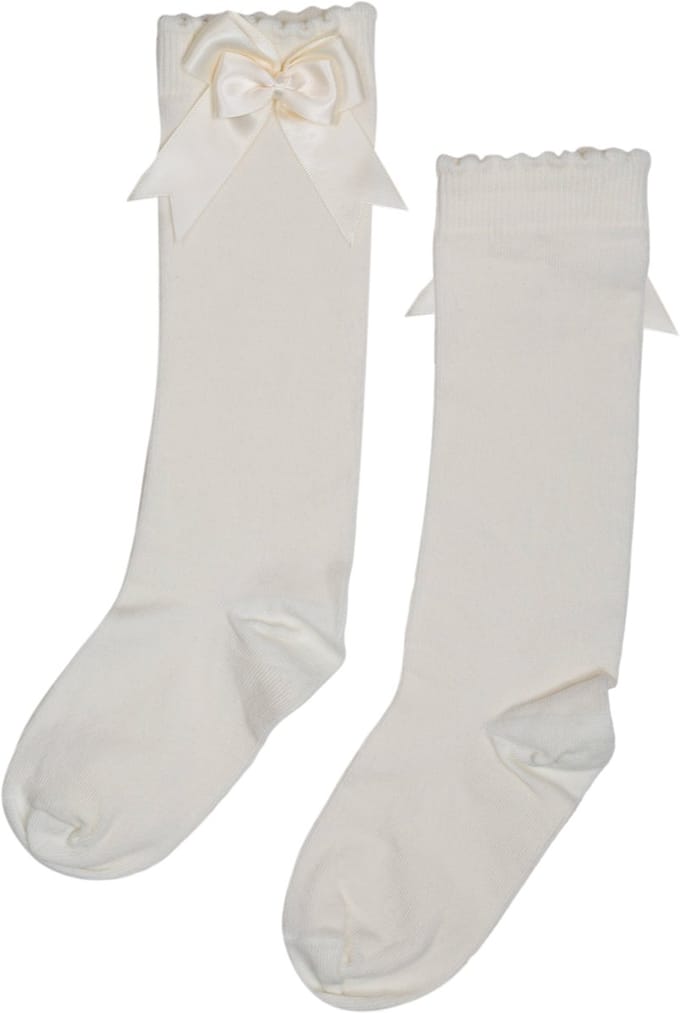 iN ControL 2pack kniekousen met satijnen strik OFF WHITE 23/26