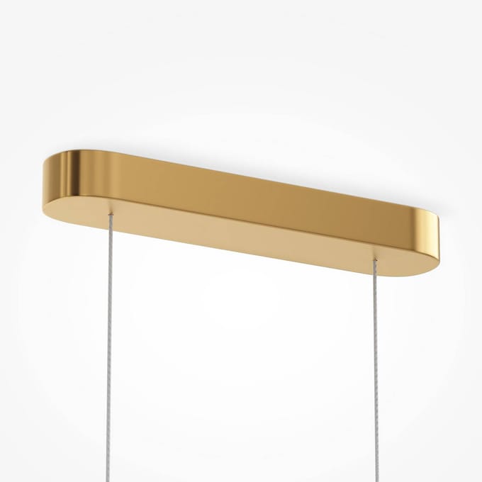Maytoni LED hanglamp AMULET, lengte 110 cm, goudkleurig, metaal/glas