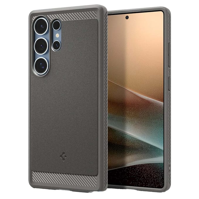 Spigen Rugged Armor MagFit - Hoesje Geschikt voor Samsung Galaxy S25 Ultra - Back Cover Compatibel met MagSafe / Qi2 - Air Cushion - Marmer Grijs