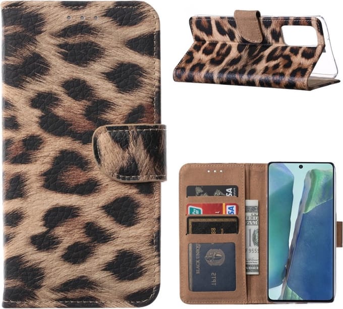 Cityhoesje - Samsung Note 20 – Bookcase Incl. Pasjeshouder – Print Luipaard