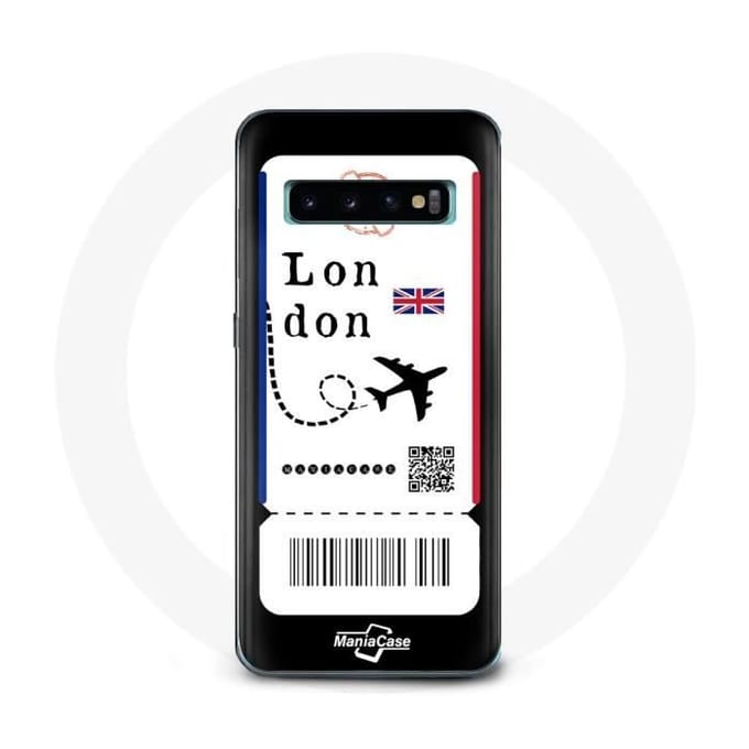 Coque - Samsung - Galaxy S10 - Billet d'avion London - Souple - Noir