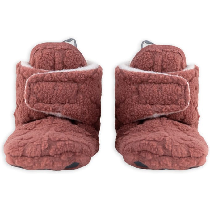 Lodger - Antislip babyslofjes - Fleece - Klittenband - 6-12 maanden - Rood