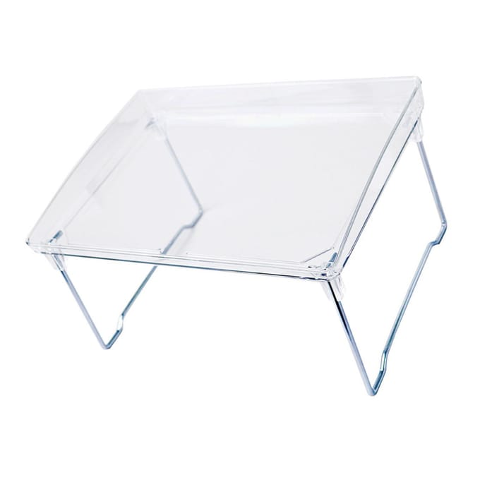 Étagère de rangement de bureau empilable, pliable, transparente, pour comptoir de cuisine et salle de bain white