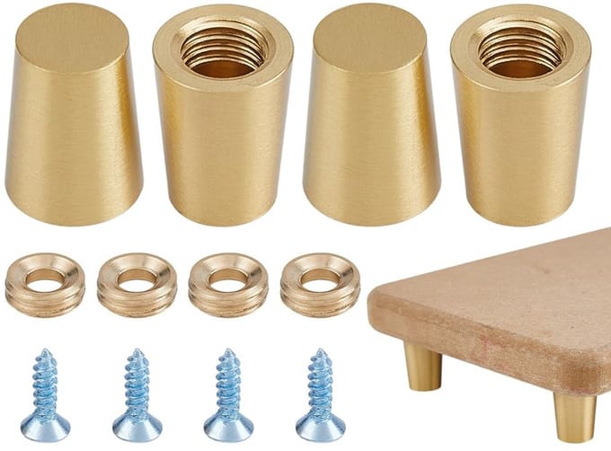 Dailygoods - Set van 8 Messing Meubelpoten met Schroeven en Sluitringen