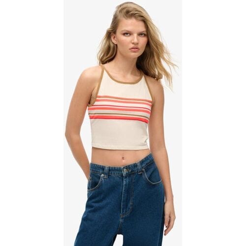 Superdry Gestreepte Vintage Surf Tanktop Grijs Grootte: 36
