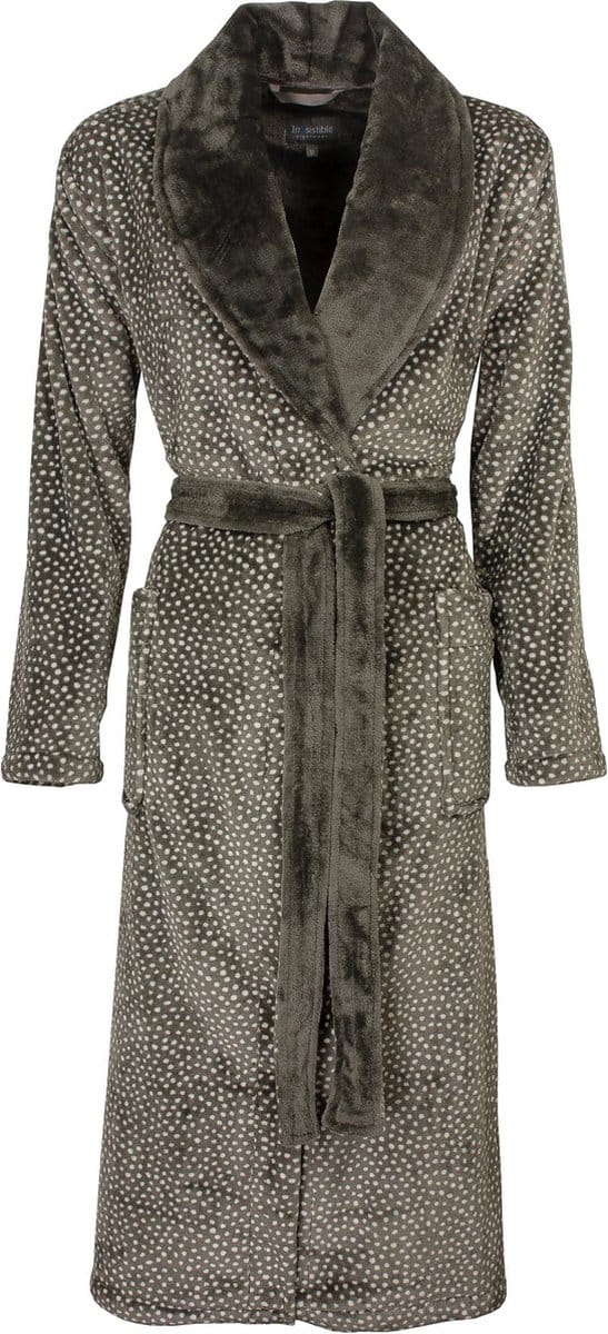 Irresistible Dames badjas - Fleece - Sjaalkraag - Bruin - Maat M