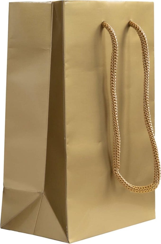 10x cadeautasjes Goud Extra klein - 14x8x21,5cm