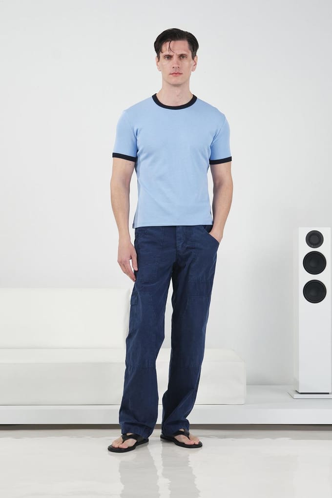 Ronde Hals T-Shirt met Contrastafwerking