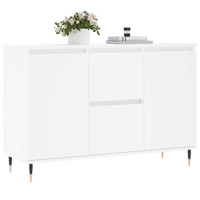 vidaXL - Dressoir - 101,5x35x70 - cm - bewerkt - hout - wit