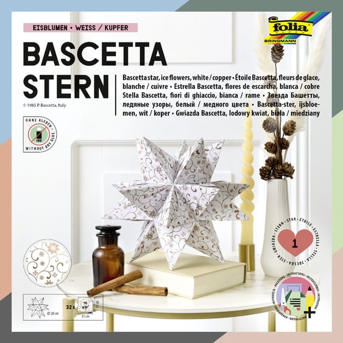 folia vouwbladen Bascetta ster, rood / bedrukt
