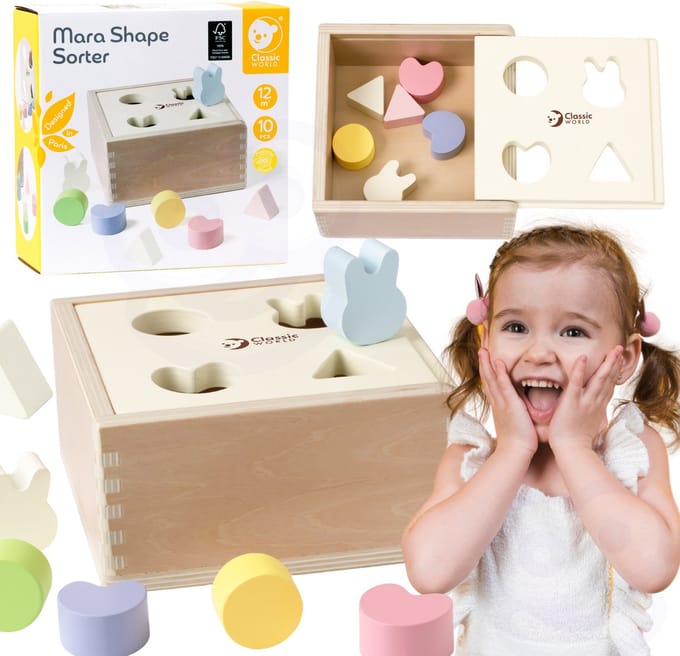 Classic World Wooden Shape Sorter For Children 10 Pcs. - UNI