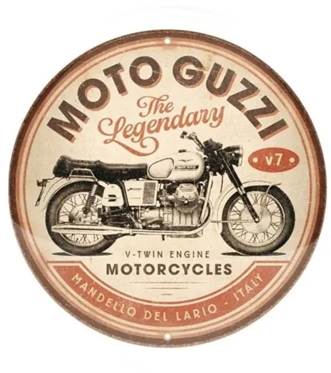 Rond Metalen bord 35cm Moto Guzzi