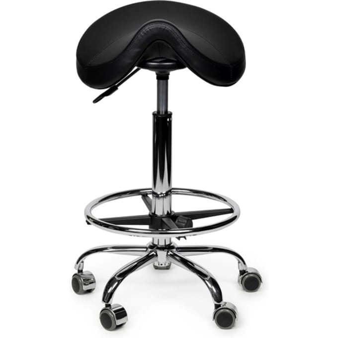 Zadelkruk Office Premium standaard met voetring harde wielen zw
