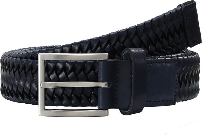 LLOYD Leren Riem Braided Men´s Belt W80 Marine Blauw