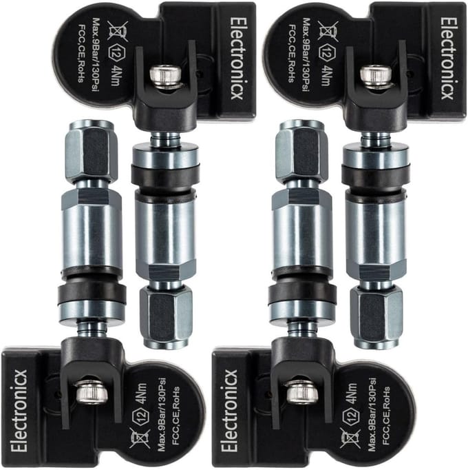 Bandenspanningssensoren - TPMS RDKS - Veilig Rijden - Voorgeprogrammeerd - 4 Stuks - Donkergrijs