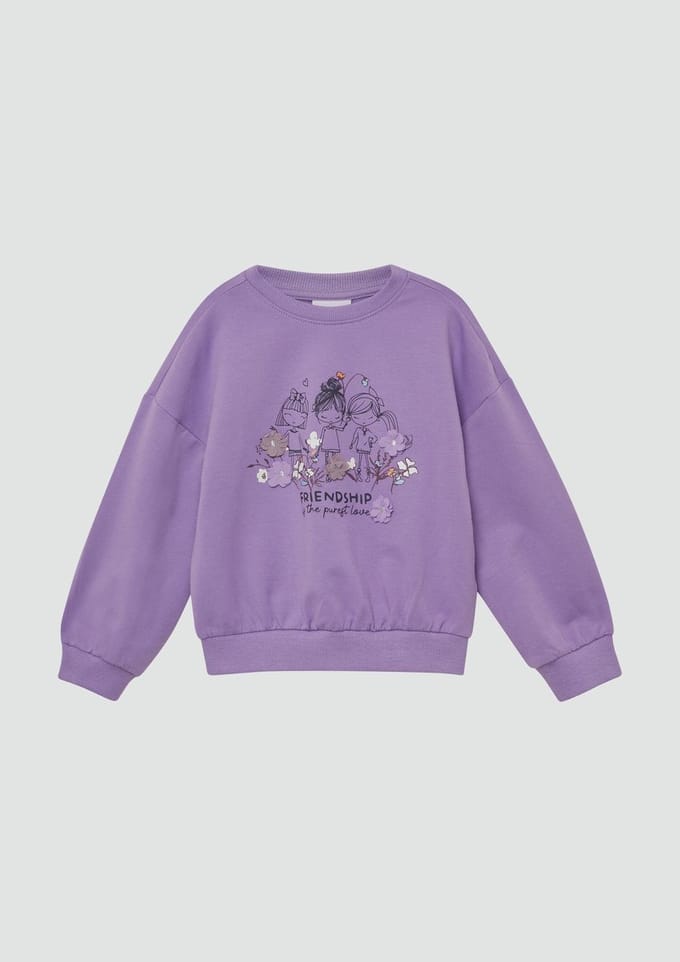 s.Oliver - female - Oversized sweatshirt met frontprint en bloemenapplicatie