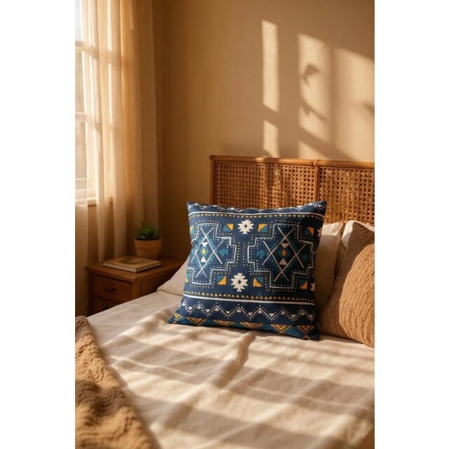 Gek op kussens! Sierkussen indian style darkblue | 45 x 45 cm | katoen/linnen
