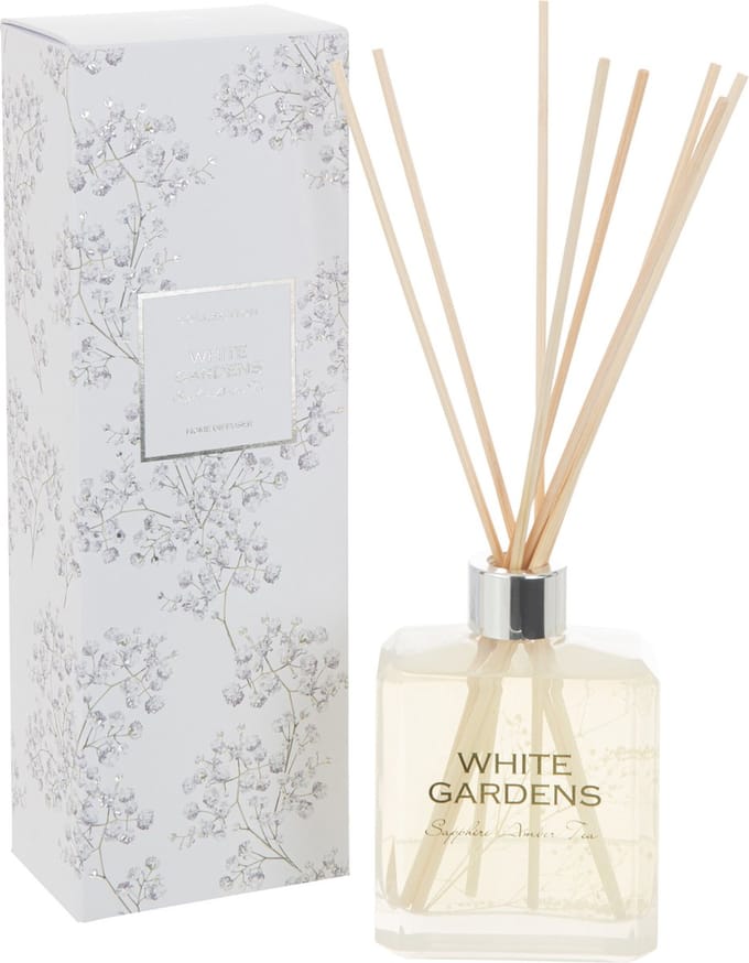 J-Line geurstokjes White Gardens - Sapphire Amber Tea - glas - wit