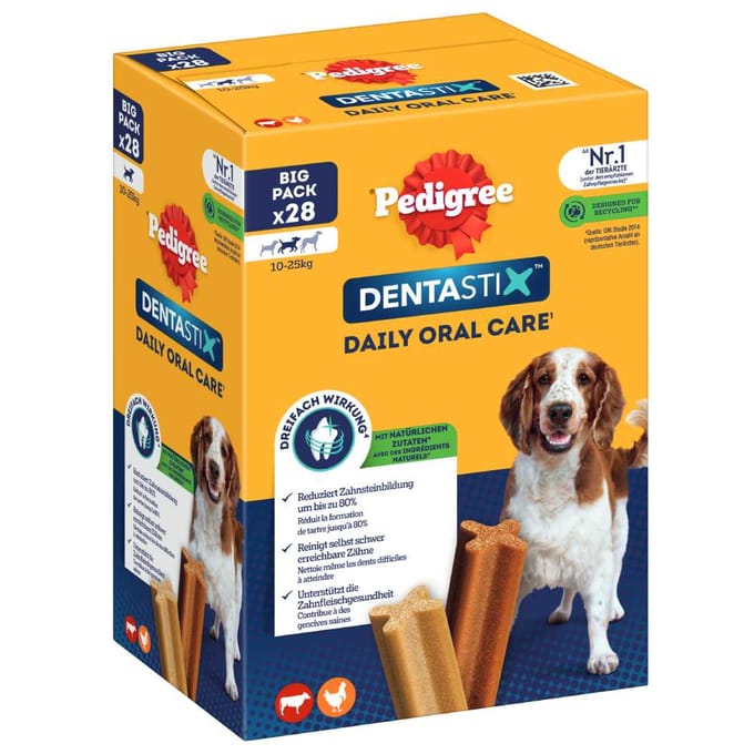 28 Stuks Voor Middelgrote Honden (10-25kg) Pedigree Dentastix