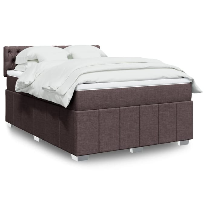 vidaXL - Boxspring - met - matras - stof - donkerbruin - 160x200 - cm