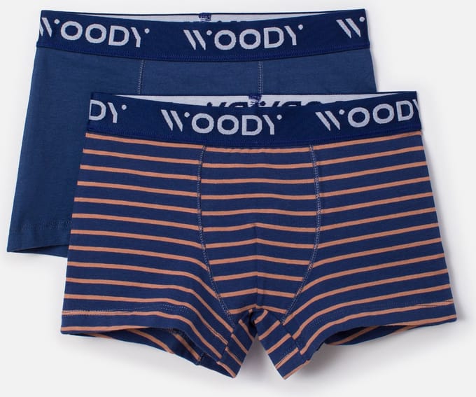 Woody Jongens Boxer duopack blauw uni + - maat 16Y