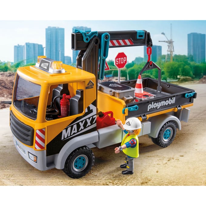 Simulation games vrachtwagen kraan arbeider Playmobil