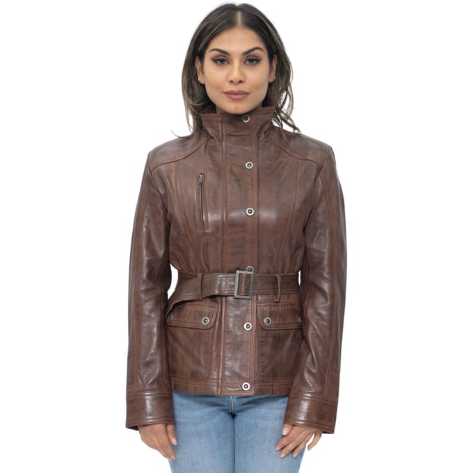 Dames militaire stijl lederen bikerjack-Phoenix