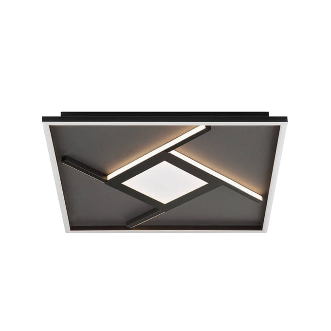 Brilliant LED plafondlamp Hardy, lengte 46 cm zwart mat metaal/stof
