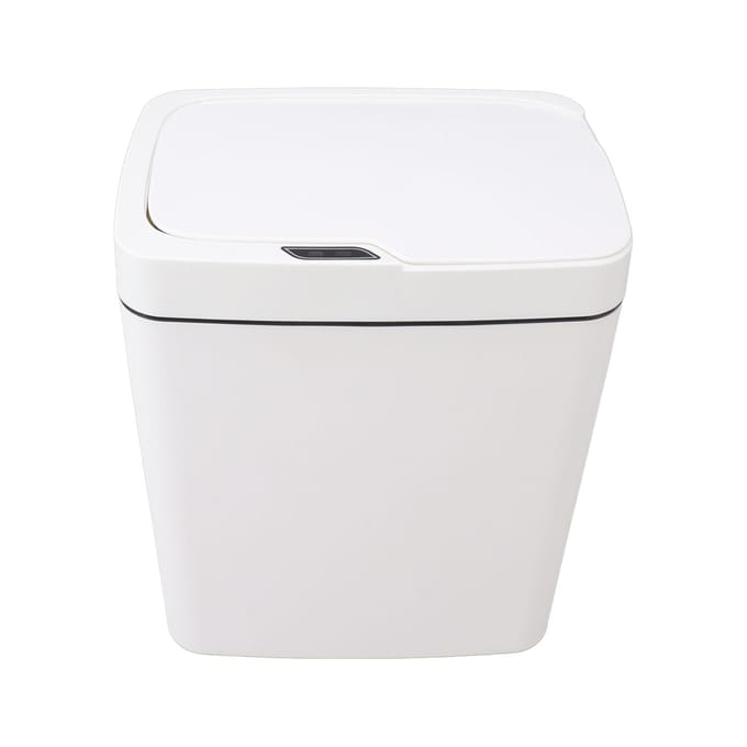 Automatische Prullenbak 18L PP Bewegingssensor Batterijtype Slimme Afvalbak met Deksel voor Badkamer white