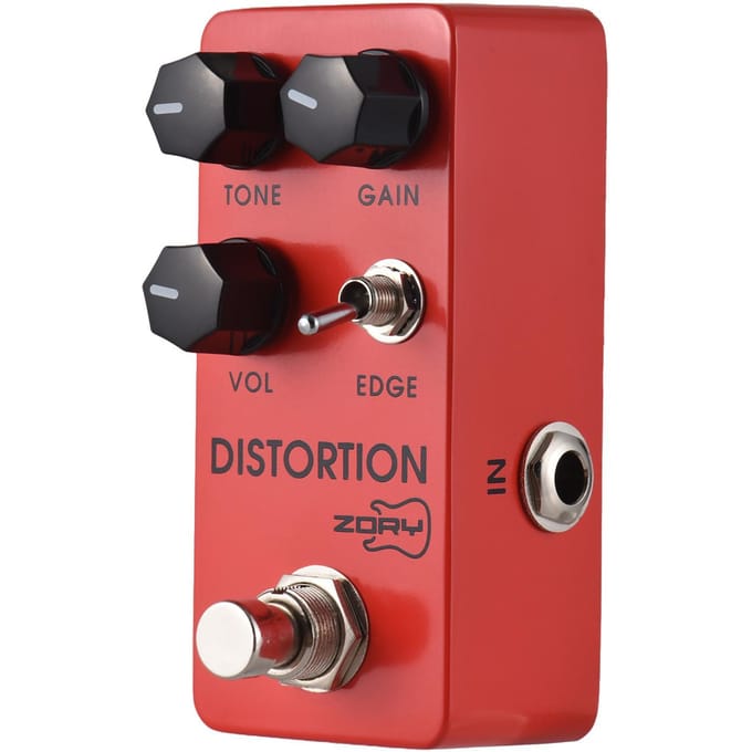 Pédale d'effets de distorsion métal pour guitare ZORY TONE/GAIN/VOL/EDGE DC 9V Interface d'entrée/sortie 6,35 mm rouge
