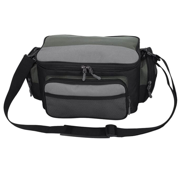 Draagbare Vislokken Doos Opbergtas Verstelbare Riem Accessoirehouder Pouch gray