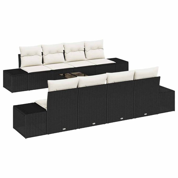 vidaXL Tuin Sofa Set 7 st Zwart en Crème poly rattan