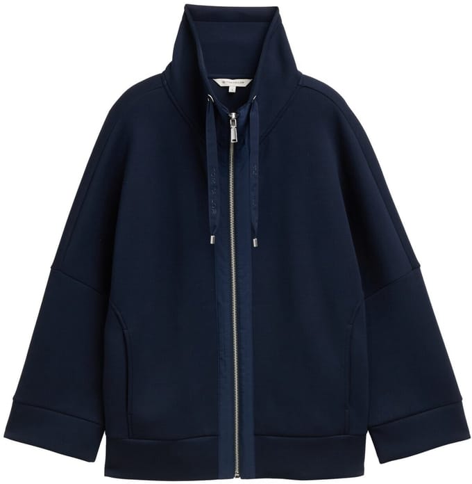 Tom Tailor - Scuba-sweatjack met boxy pasvorm - Maat XXXL - sky captain blue