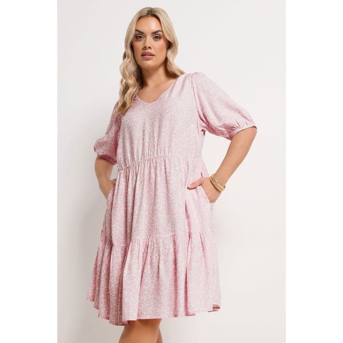 Yours Roze Minismockjurkje Met Ruches Size 42