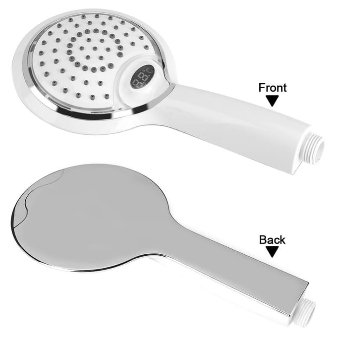 Pommeau de Douche de Bain Portatif avec Affichage Numérique de la Température et LED 3 Couleurs blanc