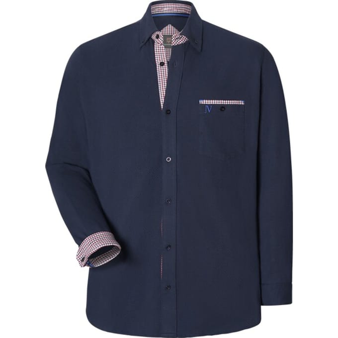 Jan Vanderstorm herren Overhemd - 45/46 - donkerblauw - Plus Size