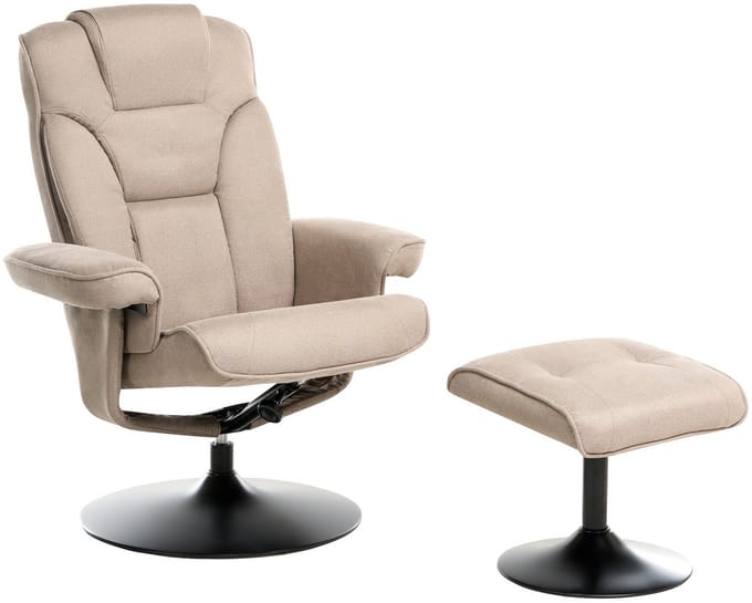 NYKS - Relaxfauteuil met voetenbank - Taupe - Polyester