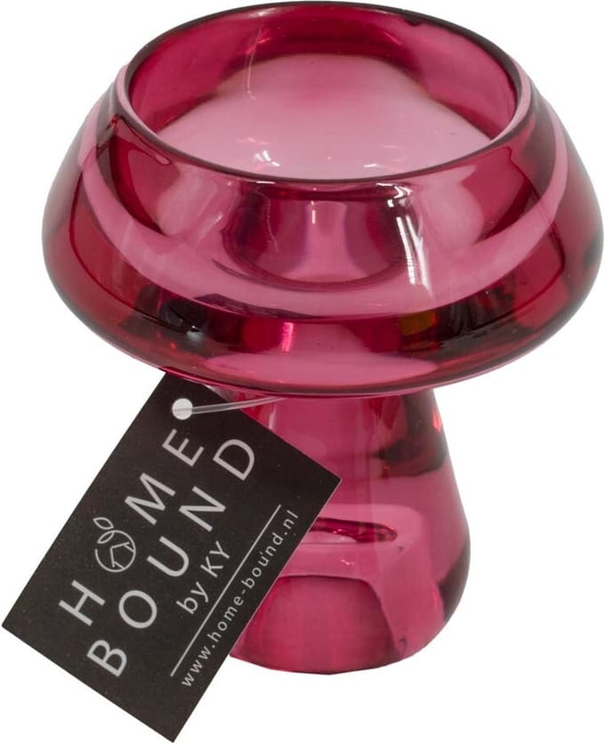 Glazen waxine- en kaarsenstandaard roze