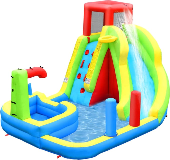 Merax Springkussen 350x251x213 cm - 6 in 1 Opblaasbaar Springkasteel voor Kinderen 3 tot 10 jaar