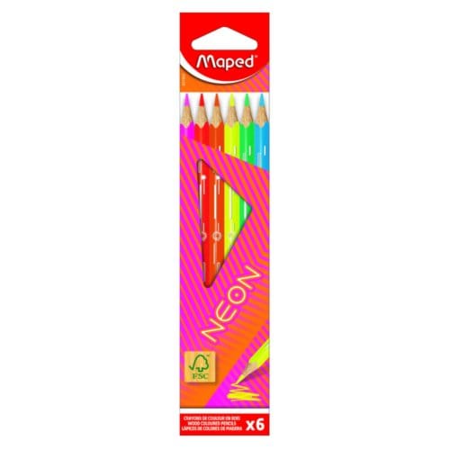 Maped driekantige neon kleurpotloden, etui met 6 stuks