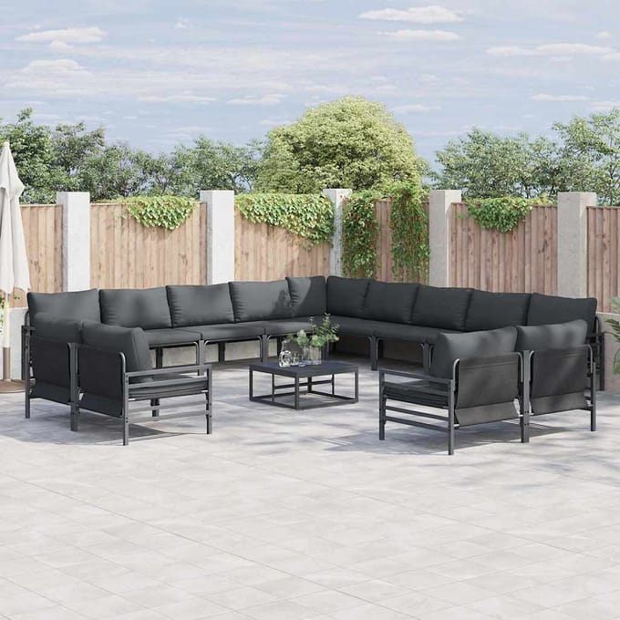 vidaXL - Tuinbank - Set - 13 - st - Zwart - Staal
