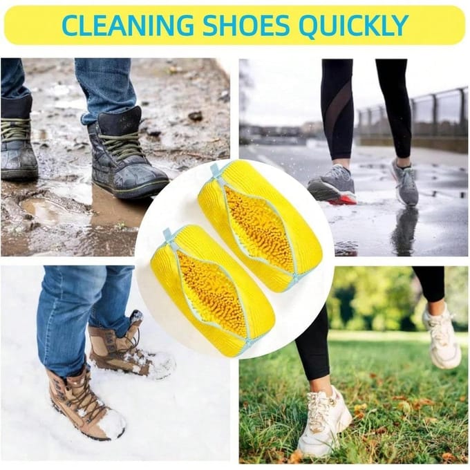 Sac de Lavage de Chaussures Durable Adapté à Tous les Types de Chaussures - Fermeture Éclair Robuste en Polyester, Intérieur en Peluche Sac de Linge Protecteur, Réutilisable jaune