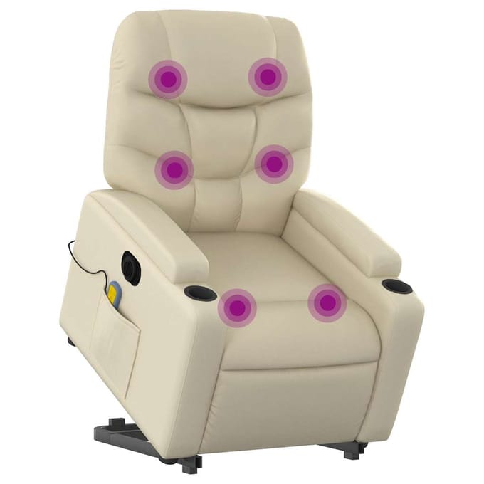 vidaXL - Sta-op-massagestoel - elektrisch - kunstleer - crèmekleurig