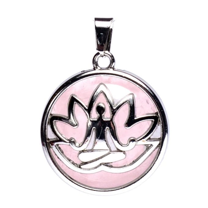 Hanger Meditatie Lotus met Rozenkwarts - 3 cm