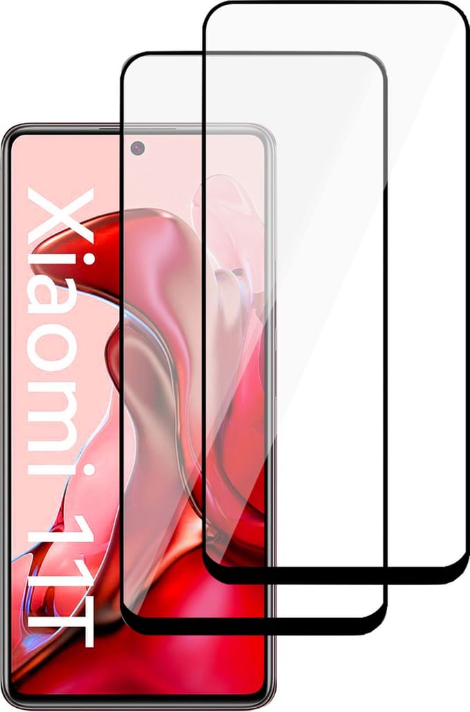 Glas Screenprotector geschikt voor Xiaomi Mi 11T - Full Screen Beschermglas Screen Protector - 2x